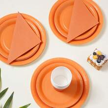 Bộ đồ dùng ăn uống dùng một lần màu cam Zhengyu, đĩa tiệc 7/9 inch, đĩa giấy, cốc, khăn ăn dùng một lần, thích hợp cho các dịp lễ, đám cưới, lễ đính hôn, sinh nhật, tiệc tùng, lễ kỷ niệm, đồ dùng cho tiệc cưới. - Nhiều màu - Xem 3