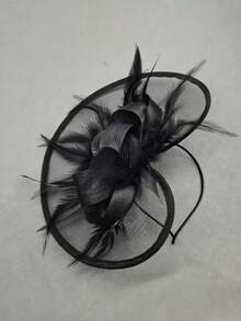1Pc Fascinators Hats Women Fancy Tea Party Hats 2024 Elegant 1950s Derby Hats Hair Clip Bride Wedding Party - màu đen - Xem 4