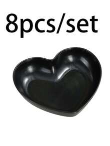 8pcs Black Heart-Shaped Plastic Plates - Multipurpose For Nuts, Snacks, Fruits, Desserts, Cakes, Chips - Kitchen Supplies, Suitable For Home, Party, Wedding, Birthday, Holiday - Multicolor - View 12