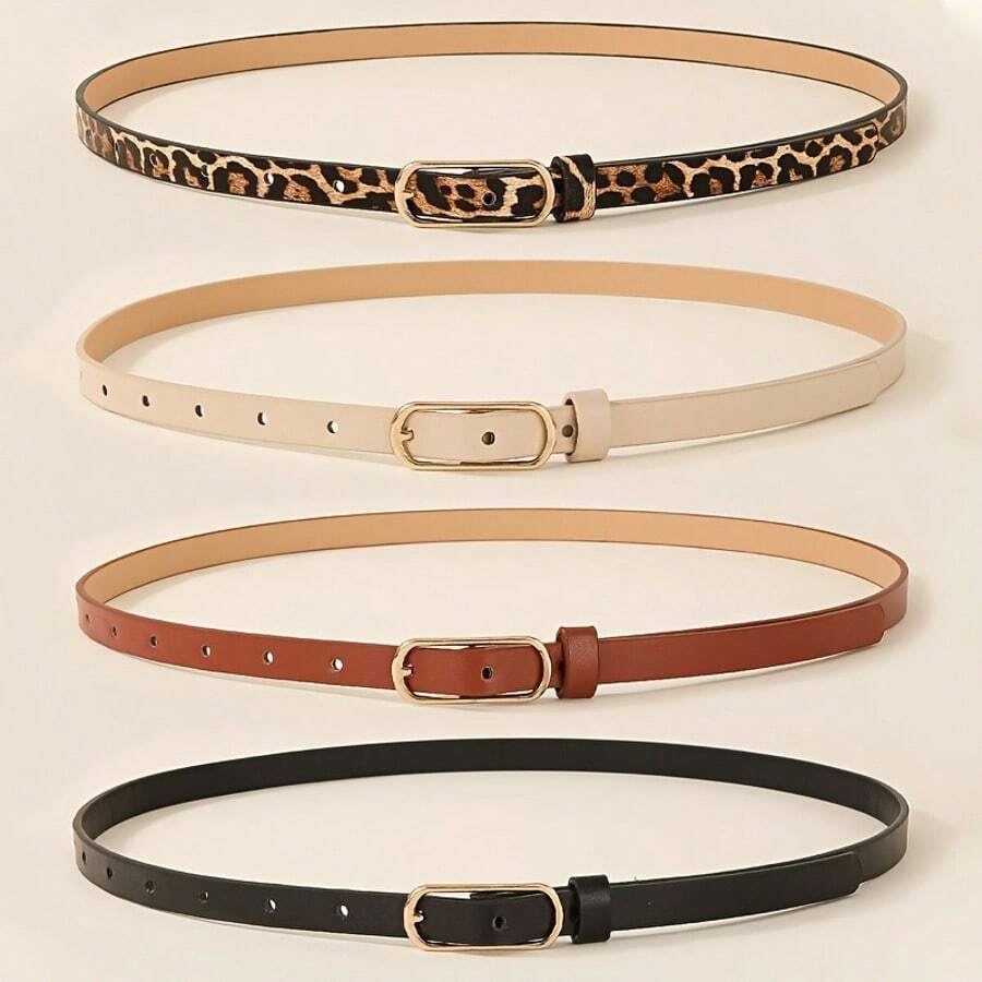 Set de 4 cinturones de mujer versátiles y minimalistas de moda - Multicolor - Ver 1