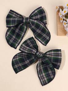 2 piezas Lazos de pelo verdes para niñas con decoración a cuadros, Pinzas de cocodrilo de cola corta delicadas, elegantes, dulces y suaves, Pasadores de pelo para fiestas, diario, festivales, vacaciones, regalos de boda, accesorios de pelo para adolescentes - Verde - Ver 4