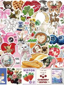 50张复古美学Pinterest贴纸INS Y2K贴纸涂鸦笔记本电脑行李箱汽车可爱贴纸套装 - 1 Set - 查看 12