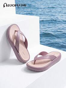 luofu Dép xỏ ngón nữ, dép lê ngoài trời chống trơn trượt, dép sandal mùa hè thời trang, đế dày, dép đế bằng đi biển, dép đi nghỉ mát. - Màu tím - Xem 1
