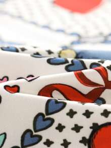 Bộ đồ ngủ nữ 2 món in hình gấu và trái tim lãng mạn, chất liệu satin cao cấp, mềm mại và thoải mái, áo tay dài cài cúc dáng rộng và quần, bộ đồ ngủ nữ thanh lịch. - Màu xanh bụi bặm - Xem 7