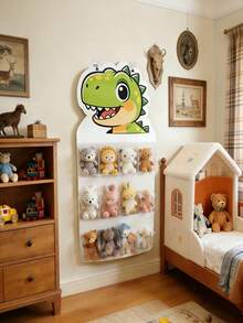 1pc Felt Dinosaur Or Unicorn Pattern Storage Bag, Suitable For Girls And Boys, Multipurpose For Storing Toys Or School Supplies, Suitable As Back To School/Graduation Gift, Can Be Hung On Wall As Decor, Excluding Hooks Or Toys/Accessories - White - View 3