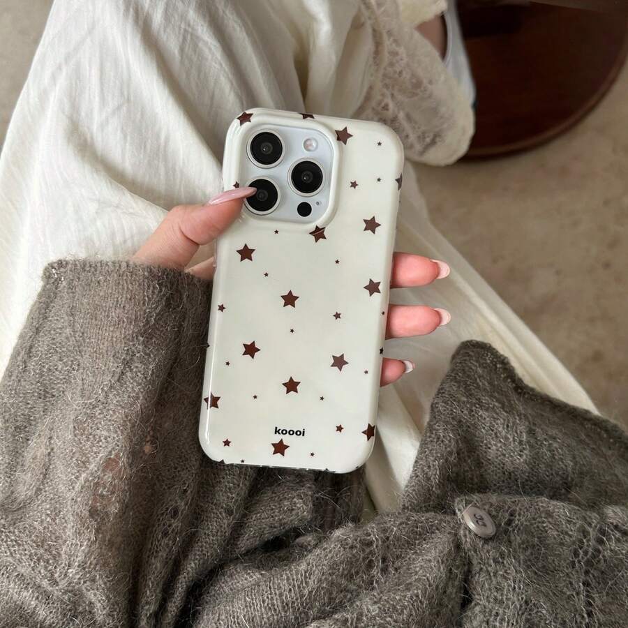 Funda de teléfono con estampado de estrellas blancas y negras, de moda, a prueba de golpes, de carcasa blanda, compatible con iPhone 16 Pro Max, Apple 15, 14 Nuevo Modelo, 12 Pro, 13 Pro Max, cubierta protectora antirraídas para mujer, regalo de cumpleaños de primavera