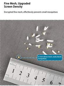 1 片窗纱，自粘式拉链蚊帐，可重复使用，夏季隐形防蚊蝇纱窗，易于安装 - 黑色 - 查看 3