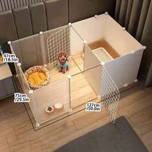 室内宠物狗围栏屋，带厕所区域的狗床，适合泰迪等小型犬 - 彩色 - 查看 1