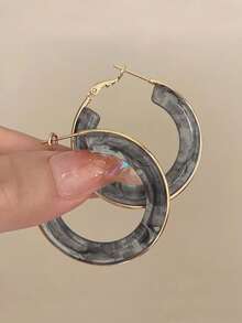 一对优雅几何树脂耳环，独特设计，尽显高端气质，适合女性日常、派对和度假佩戴。 - 灰色 - 查看 6