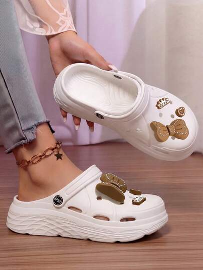 MAOLI Sandalias de verano para mujer con decoración de moño, sandalias transpirables con suela gruesa y plataforma de 3 cm, con cordones, ligeras y ventiladas, aptas para deportes al aire libre
