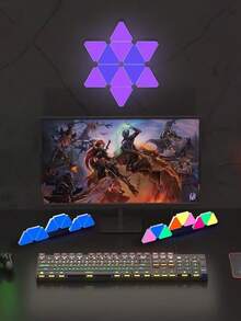 Tấm đèn LED lục giác mô-đun RGB 6.3", đèn tường LED lục giác ghép nối sáng tạo không gian, đèn trò chơi hình học DIY sáng tạo đồng bộ nhạc, đèn ngủ lắp ráp hình tổ ong - 6 tấm - phong cách khác nhau - Xem 9