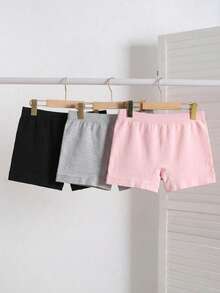 Tween Girl Girls 3 Packs Seamless Safety Shorts Mid Rise Stretchy Play Shorts Anti-Chafing Underdress Underpants Summer Must-Have - Multicolor - View 1
