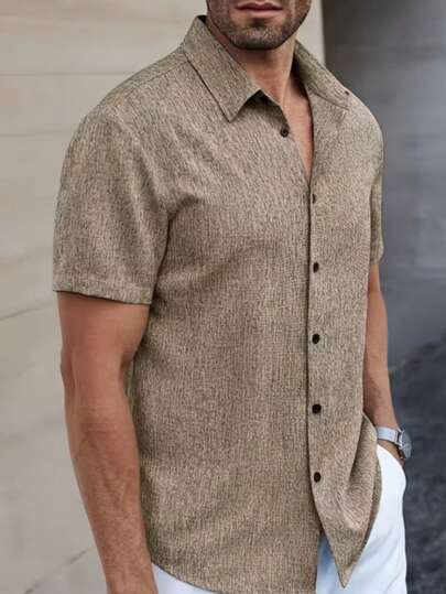 Áo sơ mi nam tay ngắn cổ bẻ chất lượng cao, áo polo tay ngắn mùa hè kiểu dáng thường ngày.