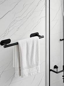 OBOVAY Bộ 6 giá treo khăn tự dính gồm 3 móc treo khăn và 1 giá đựng giấy vệ sinh, thanh treo khăn gắn tường bằng thép không gỉ, móc treo tường tự dính, phụ kiện phòng tắm. - Nhiều màu - Xem 6