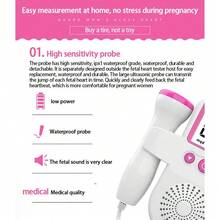 Home Pregnancy Heart Monitor With Gel, High Sensitivity Large Screen, Saf⁢E Baby Heartbeat Detector, Great Gift For Mom To Be - 粉色 - 查看 3