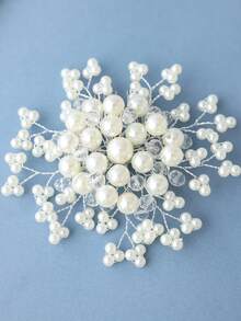 1pc Elegant White Faux Pearl Hair Comb, Bridal Wedding Headpiece - White - View 2