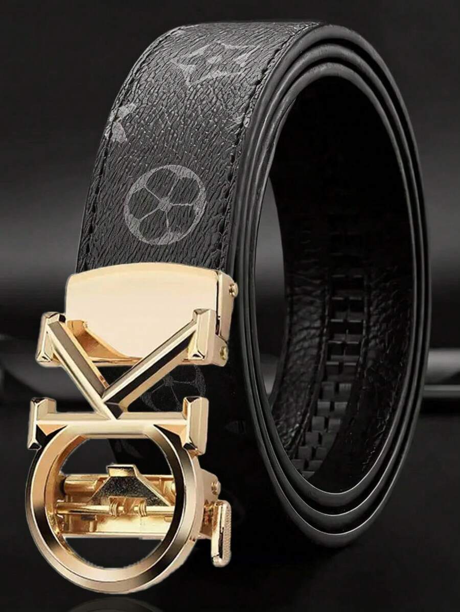 Nuevo cinturón de cuero para hombre con hebilla automática, cinturón de cintura versátil de moda casual de alta gama - Multicolor - Ver 1