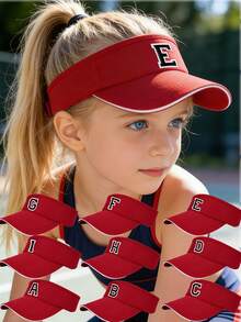 1pc Women's Lightweight Sun Hat, 26 Letters Design, Curved Brim, Suitable For Running And Outdoor Activities, Sun Protection Breathable Sports Cap - Red - View 1