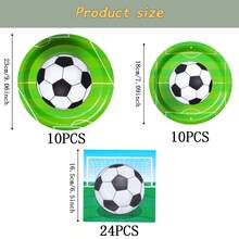 Bộ đồ dùng ăn uống dùng một lần chủ đề bóng đá, đĩa tiệc 7/9 inch, đĩa giấy, cốc, khăn ăn dùng một lần, thích hợp cho các lễ hội, đám cưới, lễ đính hôn, sinh nhật, tiệc tùng, lễ kỷ niệm. - Nhiều màu - Xem 8
