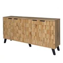 Modern 4-Door Sideboard, 160.5 X 35.5 X 78 Cm – Practical Design For Living Room, Bedroom And Dining Room. - Warna alami - View 10