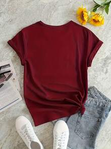 Talla grande, camiseta extragrande de talla grande para mujer, casual, de manga corta y cuello redondo - Blusa holgada, elástica y cómoda, lavable a máquina, atuendo casual de primavera y verano adecuado para mujeres de talla grande - Negro - Ver 10