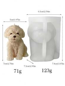 1pc 3D Teddy Dog Silicone Mold, DIY Handmade Candle, Wax, Plaster, Resin Model, Easy Demold, Home Decor, Fireplace, Holiday Gift - Teddy Dog Mold - View 7