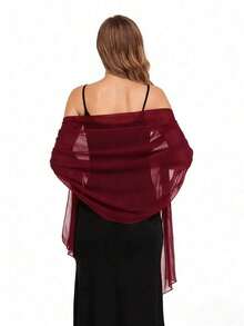 Chiffon Shawl Wrap, Suitable For Brides, Weddings, Formal Dresses And Special Occasions,Mother's Day - Burgundy - View 4
