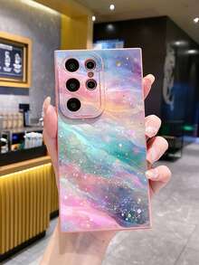 1 pieza Funda de teléfono a prueba de golpes con patrón de ola de agua compatible con Apple/Galaxy - Rosa - Ver 7