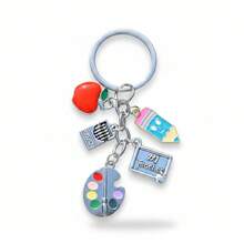 1pc Unisex Creative Paintbrush Palette Apple Keychain Pendant, Teacher's Day & Graduation Gift, Backpack Accessory - Multicolor - View 3