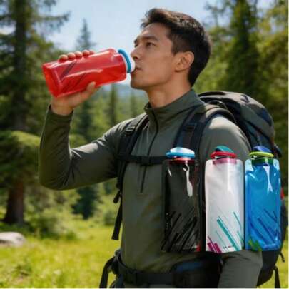 1pc Foldable Travel Water Bottle - Collapsible Water Pouch With Leak-Proof Cap, Portable Reusable, Suitable For Hiking, Sports, Camping, Cycling, PP Material, Soft Foldable Sports Water Bottle With Cap, Vibrant Colors, Convenient Hydration, Leak-Proof Reusable Water Container, Lightweight And Sturdy