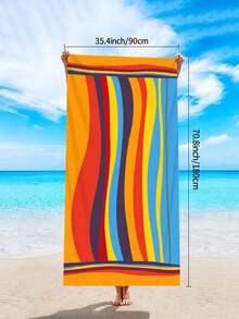 1pc Simple Striped Beach Towel, Extra Large Microfiber Quick Dry Water Absorbent Beach Towel, Anti-Sand Beach Blanket, Suitable For Travel, Swimming Pool, Yoga, Gym, Beach, Holiday Essentials (Single-Sided Printed), Beach Accessories, Pool Float - Large Beach Towels, Microfiber Beach Towel, Round Beach Towel, Striped Beach Towel, Good For The Beach, Dries Fast, Soft Beach Towel, Summer Essential, Cute Beach Towel, Cruise Essentials, Pool Essentials, Vacation Essentials, Camping Essentials, Beach Essentials, Beach Accessories For Women, Beach Towels Oversized - Color - 查看 8