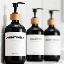 3 piezas de botellas dispensadoras recargables de champú, acondicionador y gel de baño con bomba, contenedor dispensador de loción de baño con etiquetas impermeables, accesorios de baño de 500ml/16.9oz - Multicolor - Ver 10