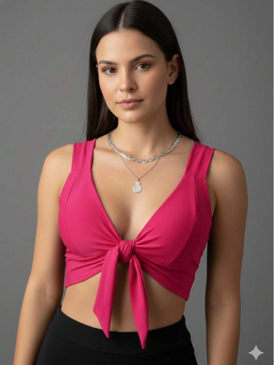 Women Tops - 玫紅色 - 查看 1