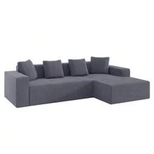 Fully Compressed Boneless Sofa, Cloud Combination Sofa With L-Shaped Chaise Lounges, Modern Modular Sofa With Deep Seats, Upholstered Sofa For Living Room And Bedroom - Dark Grey - View 9