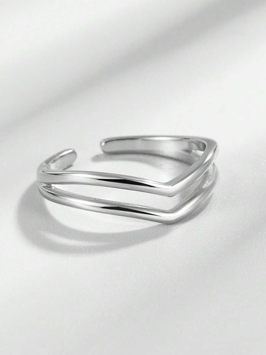 1pc S925 Sterling Silver Minimalist Fashionable V-Shaped Toe Ring, Suitable For Halloween, Casual Street Style, Adjustable Unisex