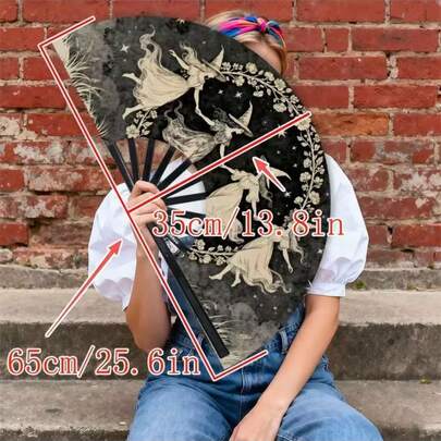 1 Piece - A Handheld Fan For Both Girls And Men, Featuring A Quirky Witch Dance Pattern (With Four Dancers) - Lightweight And Portable, Suitable For Daily Use, Outdoor Activities, Parties And Festivals. It Is A Accessory For Fashionable Men.