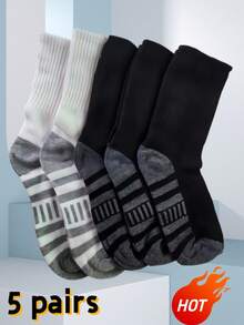 5 pares de calcetines de baloncesto y trabajo para hombre de talla grande en colores negro, blanco y gris - Multicolor - Ver 5