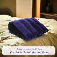 Triangular Flocked Inflatable Wedge Cushion, Portable Flocked Wedge Pillow For Intimate Positions, Foldable For Travel - Triangular Pillow - View 3