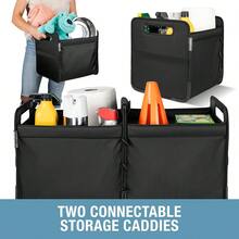 CleverMade Double Trunk Caddy 46L – Collapsible Trunk Organizer For SUV With Flex-Frame Structure, Connectable Car Storage Basket For Groceries & Cargo – Midnight Black - 1 - View 3