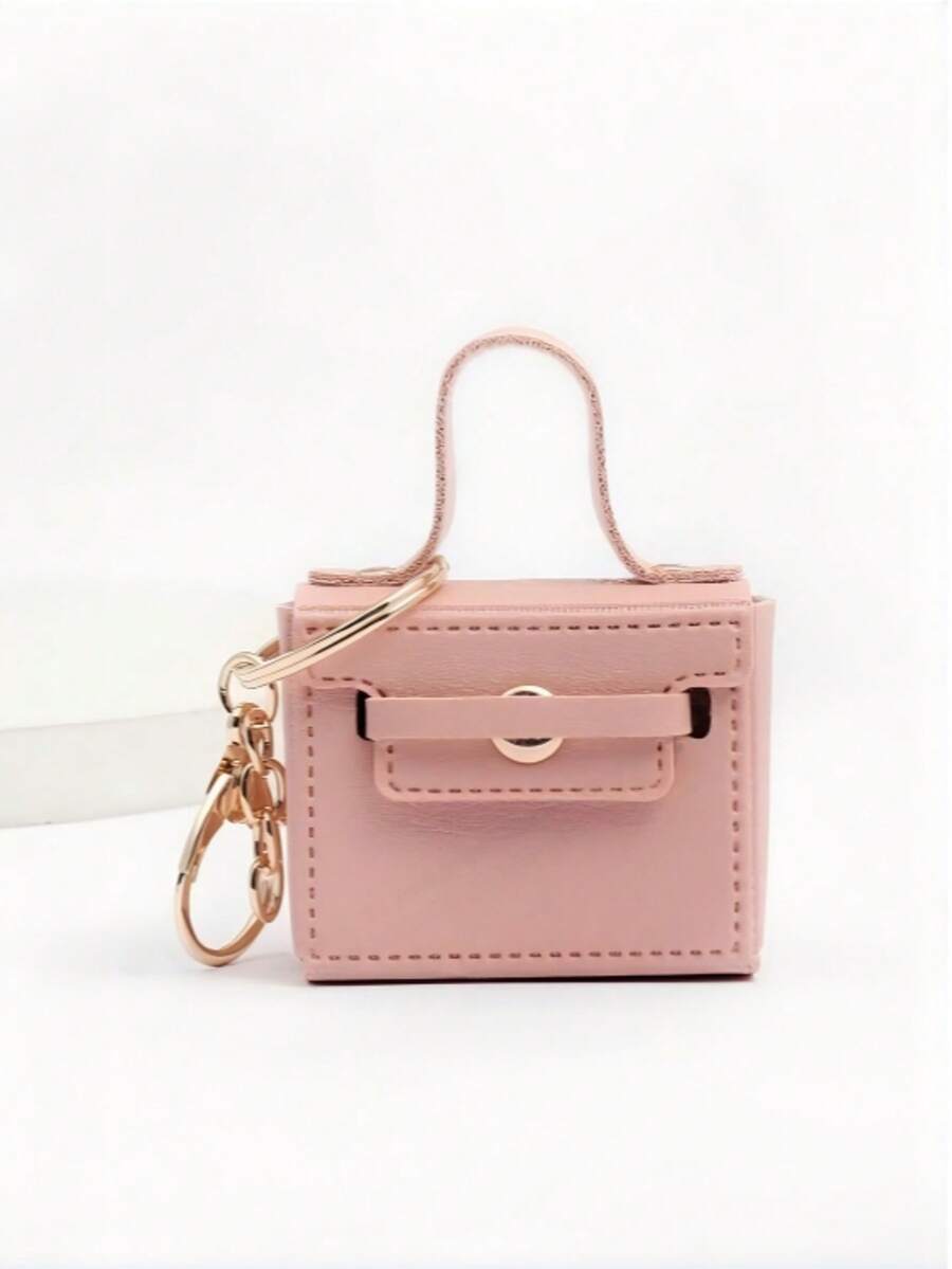 1pc Pink Decorative Square Keychain - Multicolor - View 1