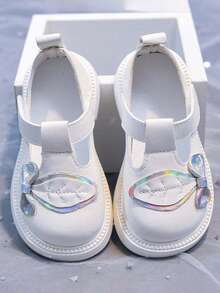 1 Par de Sapatos Rasteiros Infantis com Estampa Floral, Bico Baixo, Estilo Princesa, Sola Macia e Antiderrapante, Versáteis e Casuais para Todas as Estações - Bege - Ver 5