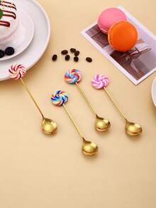 4pcs Stainless Steel Lollipop Shaped Dessert Spoons, Cute Coffee Spoons - View 7
