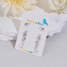 Bộ 1 đôi bông tai bằng thép không gỉ thời trang hình ốc sên, hươu cao cổ, thằn lằn, khủng long, với họa tiết động vật nhỏ. Phù hợp cho cả nam và nữ. Món quà trang sức lý tưởng cho sinh nhật. - 2ZH001 - Xem 7