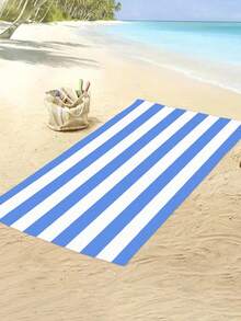 1pc Simple Striped Beach Towel, Extra Large Microfiber Quick Dry Water Absorbent Beach Towel, Anti-Sand Beach Blanket, Suitable For Travel, Swimming Pool, Yoga, Gym, Beach, Holiday Essentials (Single-Sided Printed), Beach Accessories, Pool Float - Large Beach Towels, Microfiber Beach Towel, Round Beach Towel, Striped Beach Towel, Good For The Beach, Dries Fast, Soft Beach Towel, Summer Essential, Cute Beach Towel, Cruise Essentials, Pool Essentials, Vacation Essentials, Camping Essentials, Beach Essentials, Beach Accessories For Women, Beach Towels Oversized - Blue - 查看 7
