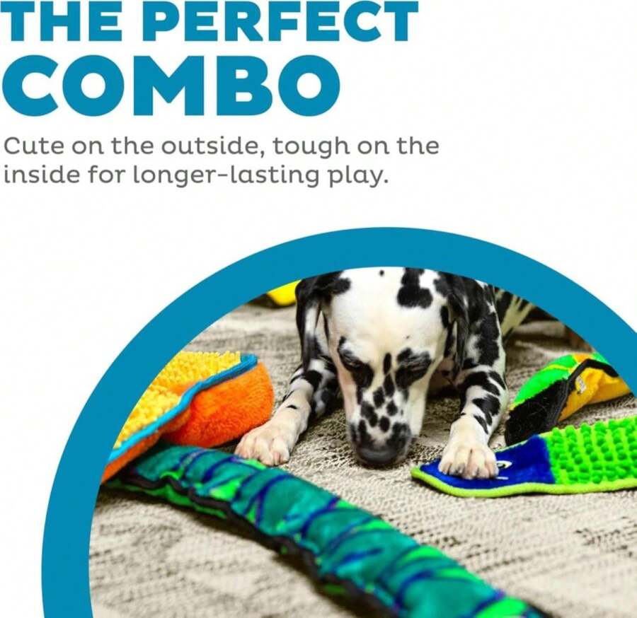 Outward Hound Durablez Snake U2013 Squeaky Plush Dog Toy, No Stuffing For Less Mess, Interactive &Amp; Tough, 6 Jumbo Squeakers, Puppies &Amp; Dogs, X-Large, 40" - ColorA - 查看 1