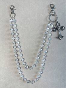 十字水钻裤链、龙虾扣腰链、钱包链、复古链、双层链、嘻哈朋克风、牛仔裤链、口袋链、男士钥匙扣、多元素裤链 - 彩色 - 查看 1