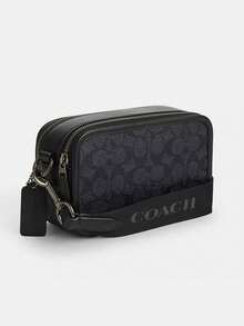 Coach Wyatt 20 Letter Print Zipper Crossbody Bag With Wide Strap For Men - Black - View 3