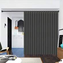1pc Gray Oxford Cloth Crinkle Accordion Partition Curtain, Top Ring Installation, Thick And Smooth Fabric, Comes With Roller Rings, Room Divider Screen For Living Room, Study, Bedroom, Foldable Privacy Curtain, High-Temperature Setting Decorative Curtain - Charcoal Gray - View 5