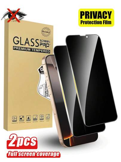 2 piezas de protector de pantalla de vidrio templado anti-espía, compatible con dispositivos Apple, anti-arañazos, anti-colisión, recubrimiento oleofóbico, tacto suave, adecuado y compatible con las series Apple X/XR/11/12/13/14/15/16/16Plus/16Pro/16ProMax/16e/17/17 Air/17 Pro/17 Pro Max/17e