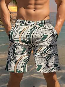 Men'S Swim Trunks Featuring A 3D Money Design - Lightweight With A Drawstring Waist, Perfect For Casual Summer Outings Like Golf And Fishing, Plus Size - 彩色 - 查看 6
